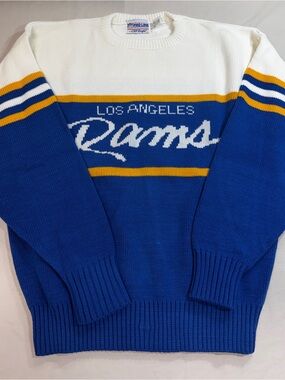 Vintage Los Angeles Rams Cliff Engle Knit Sweater Pro Line Wool Blend Mens Large